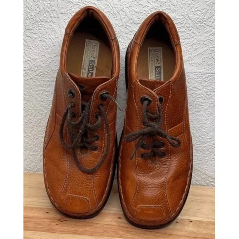 Joseph Seibel Brown Pebble Leather LaceUp Oxford Dress Shoes Men 45/US12 Leather